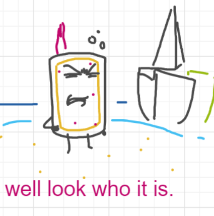 A panel from Ready Oar Knot, episode three of the Board Boards object show by Furretwalk/WalkingFurret.